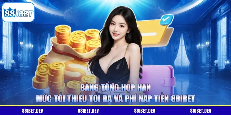 Bảng tổng hợp hạn mức tối thiểu tối đa và phí nạp tiền 88IBET